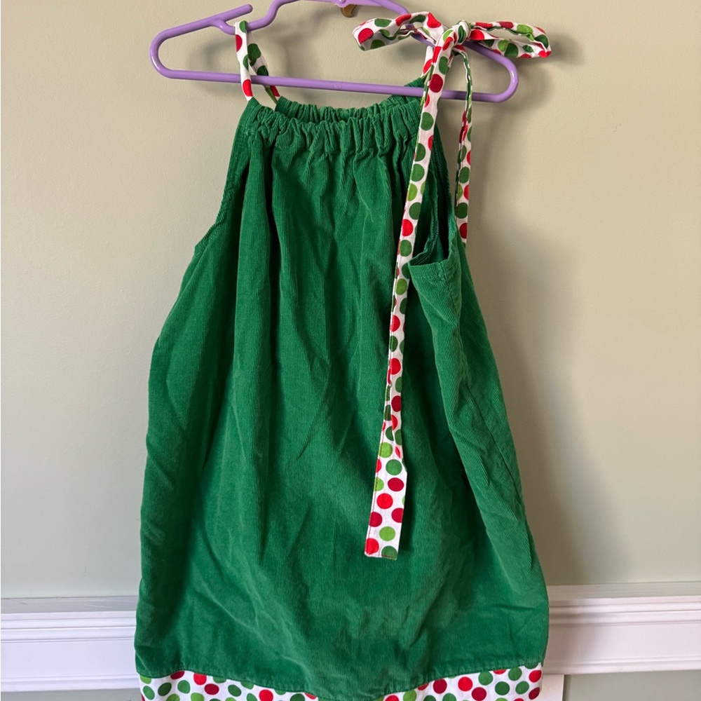 Haley and the Hound Green Corduroy Dress